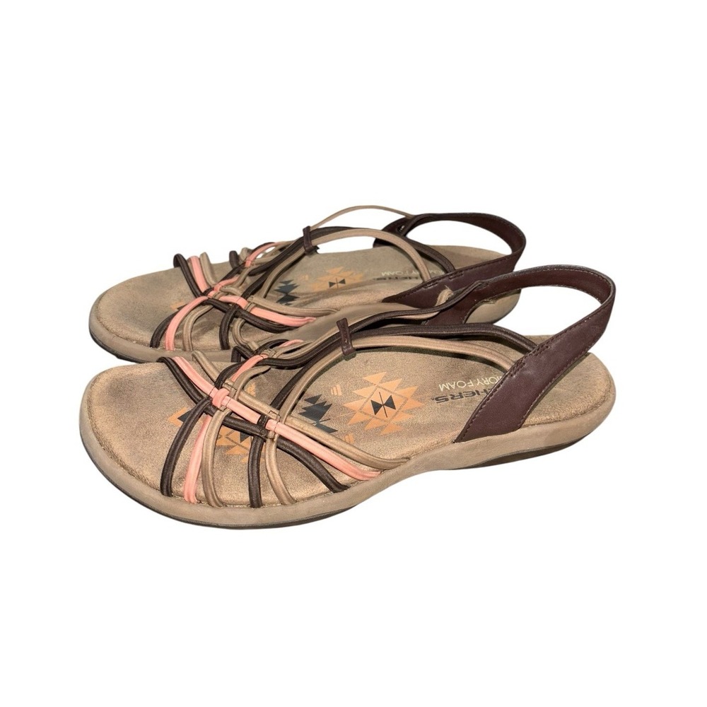 Skechers Reggae Slim Spliced Sandals Womens Size 9 Chocolate Brown Pink Strappy